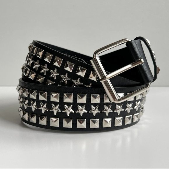 Other - Y2K 2000s star pyramid studded black and silver grunge emo belt